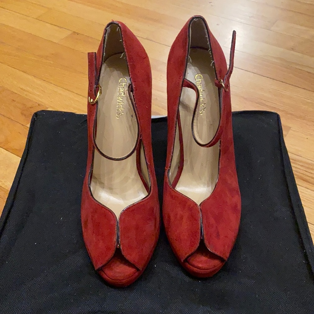 Peep toe red platform stiletto heel